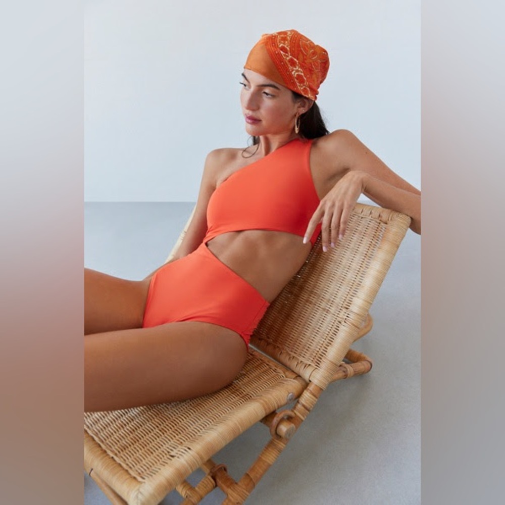 Out From Under One-Shoulder Cutout One Piece Swimsuit - Orange